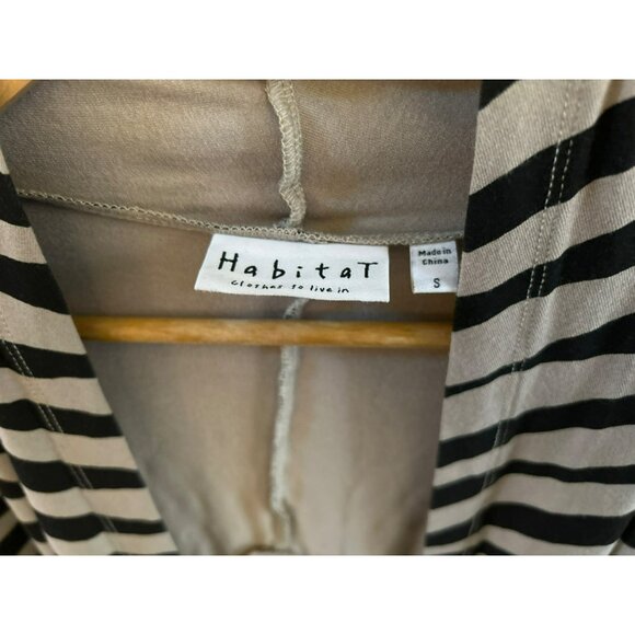 Habitat Clothes to Live In Beige Black Zebra Striped Buttonless Cardigan Small - Picture 2 of 3